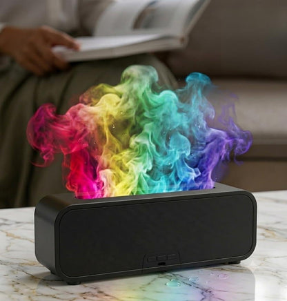 Colorful Flame Fire Diffuser Humidifier, Ultra-Quiet Aroma Essential Oils Aromatherapy Diffusers for Large Room, Bedroom, Office (Timeable, Waterless Auto off-150ml)