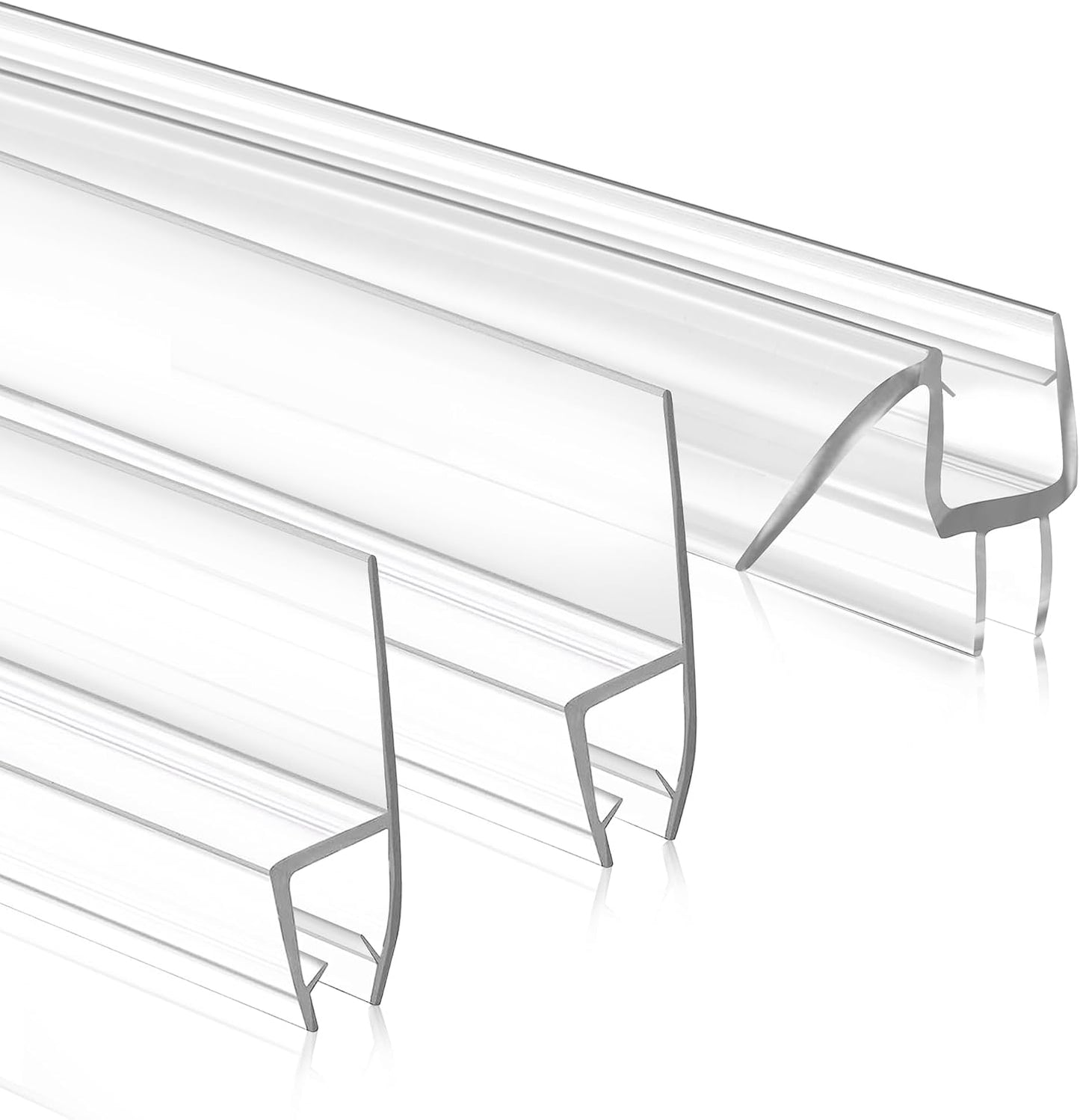 2 PCS Shower Door Bottom Seal, 3/8” X 36” Frameless Shower Glass Door Seal Strip, Clear PVC Shower Door Sweep Stop Shower Leaks, Shower Seal for 3/8 Inch (10mm) Glass