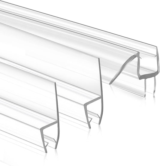 2 PCS Shower Door Bottom Seal, 3/8” X 36” Frameless Shower Glass Door Seal Strip, Clear PVC Shower Door Sweep Stop Shower Leaks, Shower Seal for 3/8 Inch (10mm) Glass