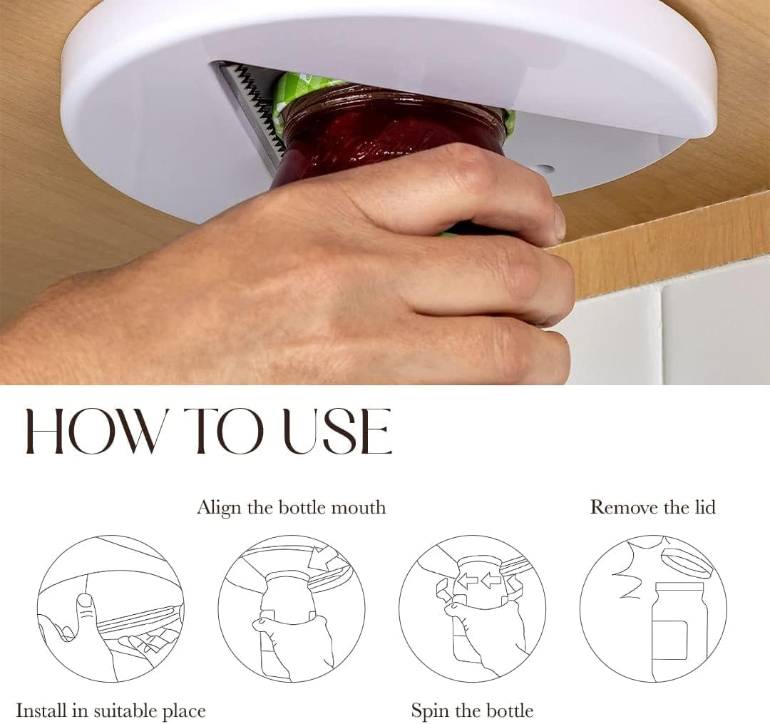 Bellemain 2-Pack Jar Opener for Under Cabinet, Easy Grip Design