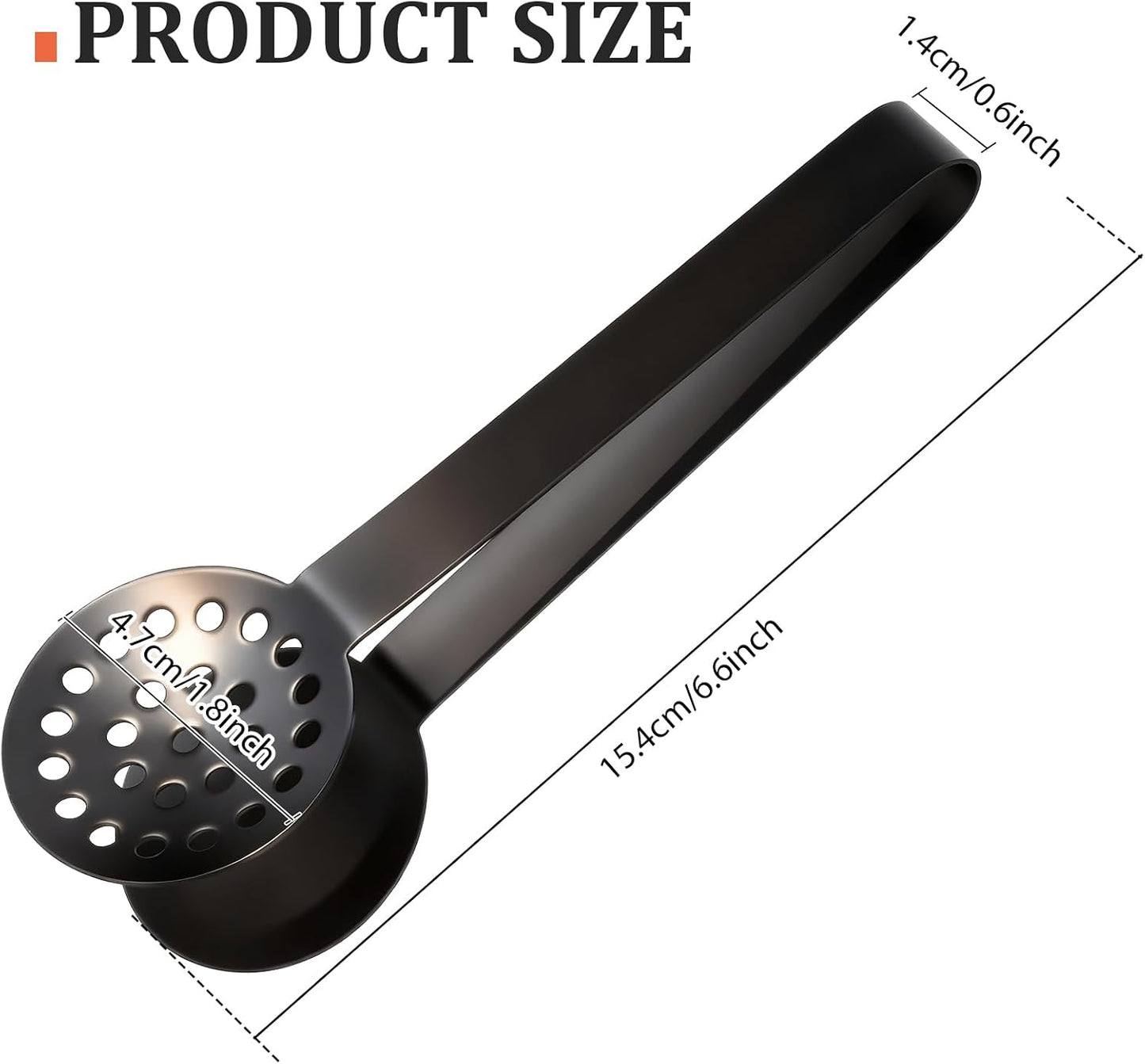 Tea Bag Squeezer Tongs, Stainless Steel Tea Bag Squeezer Tongs | Teabag Filter, Dispenser Accessories for Teas Drinkers, Ice, Durable Round Strainer Gripper Picker (Black)