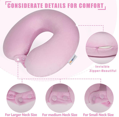 SAIREIDER Travel Pillow 100% Pure Memory Foam Travel Neck Pillow, Airplane Pillow for Traveling、Car、Home、Office，Washable Cover（Black）