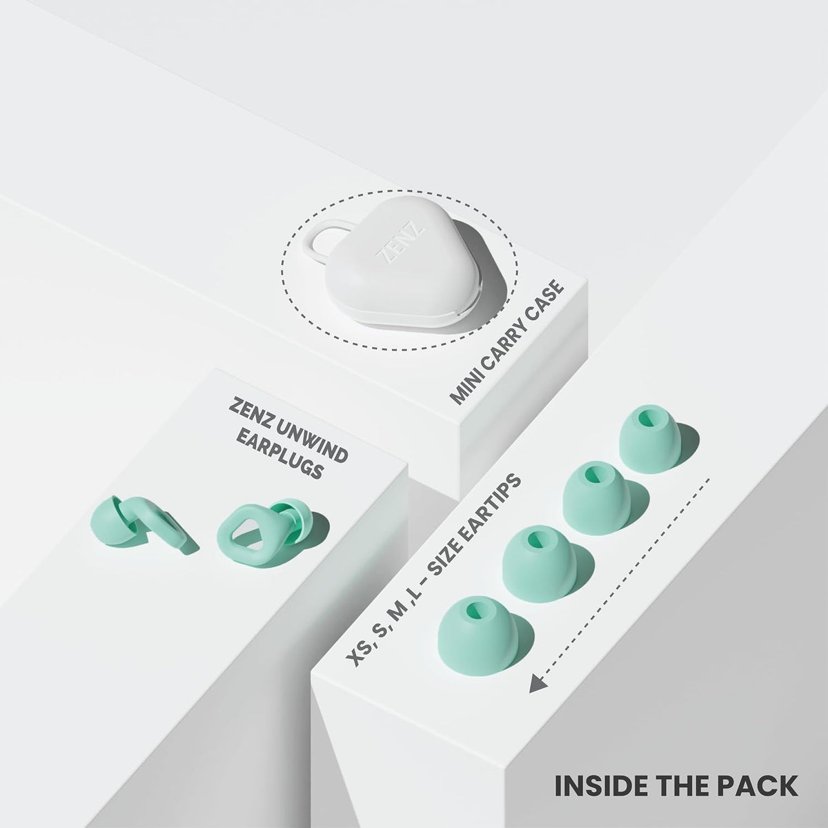 Zenz Unwind Ear Plugs for Sleeping Noise Reduction - Comfy Reusable Soft Silicone Earplugs for Focus, Study, Work - 8 Pair Eartips in XS/S/M/L - 27dB Hearing Protection with Storage Case - Onyx Black