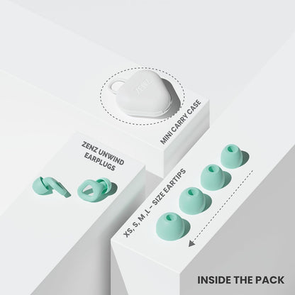 Zenz Unwind Ear Plugs for Sleeping Noise Reduction - Comfy Reusable Soft Silicone Earplugs for Focus, Study, Work - 8 Pair Eartips in XS/S/M/L - 27dB Hearing Protection with Storage Case - Onyx Black