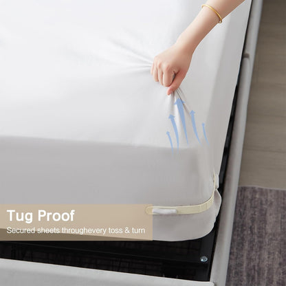 Sheet Holders for Fitted Sheets – 4 Pack Heavy Duty ABS+Silicone Lock Straps, Keep Sheets Firm & Tight, No Slippage – Easy Install Bed Sheet Holders