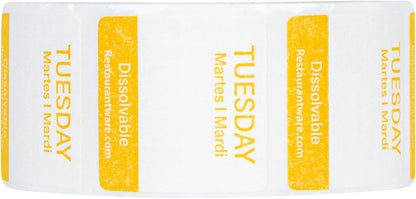 Restaurantware RW Smart 1 Inch x 1 Inch Food Rotation Labels 500 Dissolvable Food Safety Labels - Premium Trilingual Orange Paper Day Of The Week Labels For Food Storage Or Prep Saturday