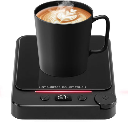 Fast Heating Coffee Mug Warmer,POLEDY Auto Shut Off Cup Warmer, Electric Beverage Warmer for Tea, Milk, Cocoa with 2-12H Timer, 3-Temp Settings Candle Warmer Plate, Black Smart Candle Melter