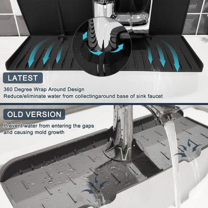 Silicone Sink Splash Guard Behind Faucet, Faucet Mat Backsplash Guard Black