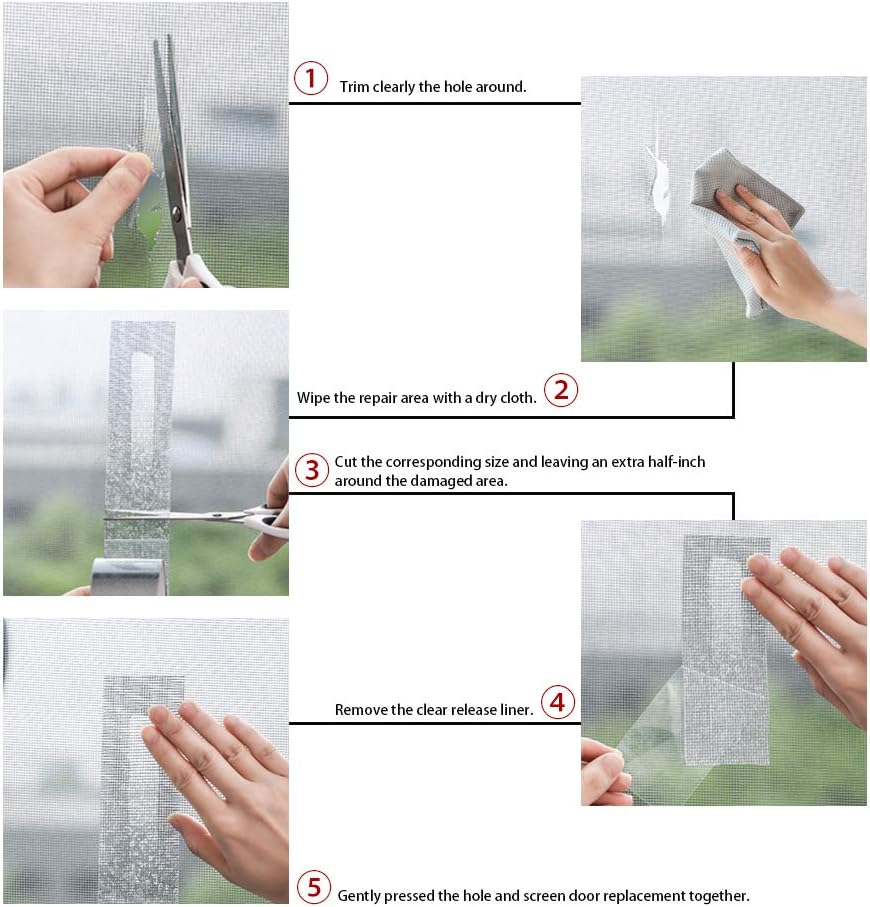 FLYZZZ Window Screen Repair Kit Tape, 79.4 in Waterproof Screen Repair Tape, 3-Layer Strong Adhesive Window Screen Doors Repair Patch Tape Suitable for Covering Holes&Tears Instantly