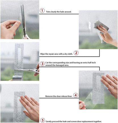 FLYZZZ Window Screen Repair Kit Tape, 79.4 in Waterproof Screen Repair Tape, 3-Layer Strong Adhesive Window Screen Doors Repair Patch Tape Suitable for Covering Holes&Tears Instantly