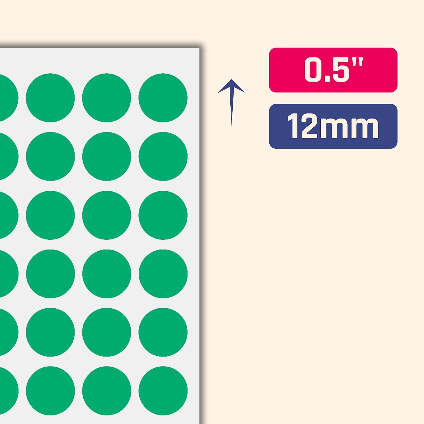 3000 Pieces, 1/2" - Colored Dot Stickers, Round Labels - 6 Colors