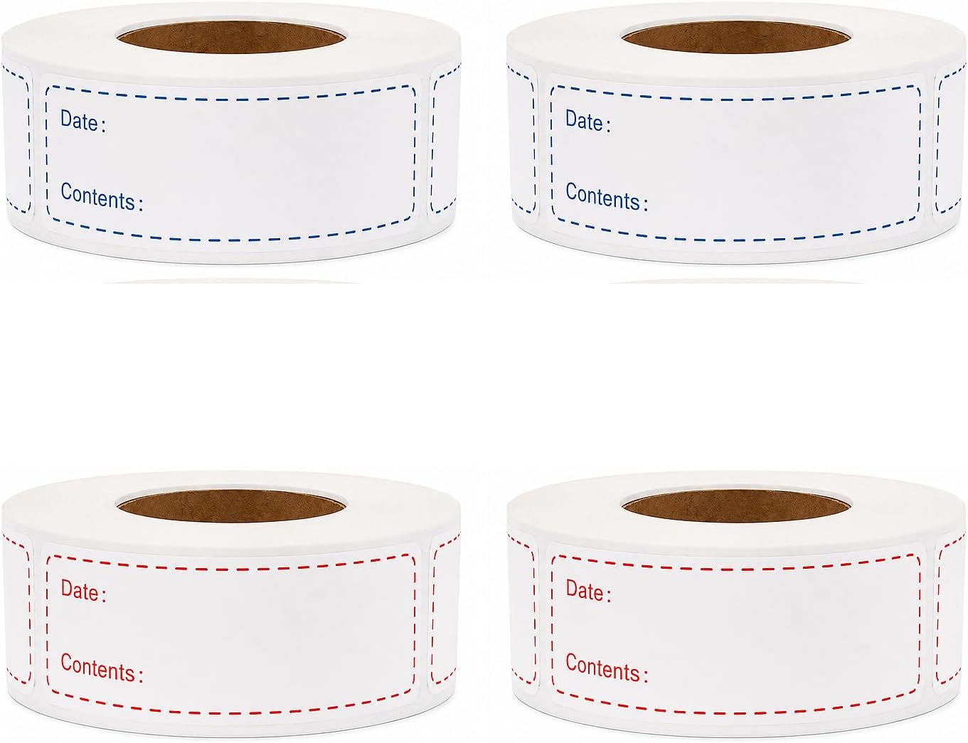 1 X 3 Inch Food Labels, Removable Freezer Labels for Kitchen, 2 Rolls 600 Pieces Date Label Stickers, Easy to Write On, No Residue