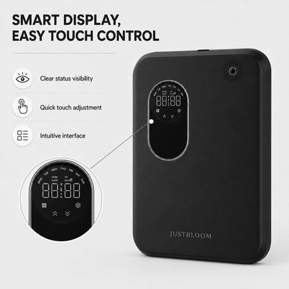 JUSTBLOOM Hotel Essential Oil Diffuser, Waterless Fragrance Diffuser | Up to 4000 Sq Ft: Smart App Control, Cold Air Diffusion, ,360° Ambient Light, Auto Shut-Off, Premium Aluminum Design
