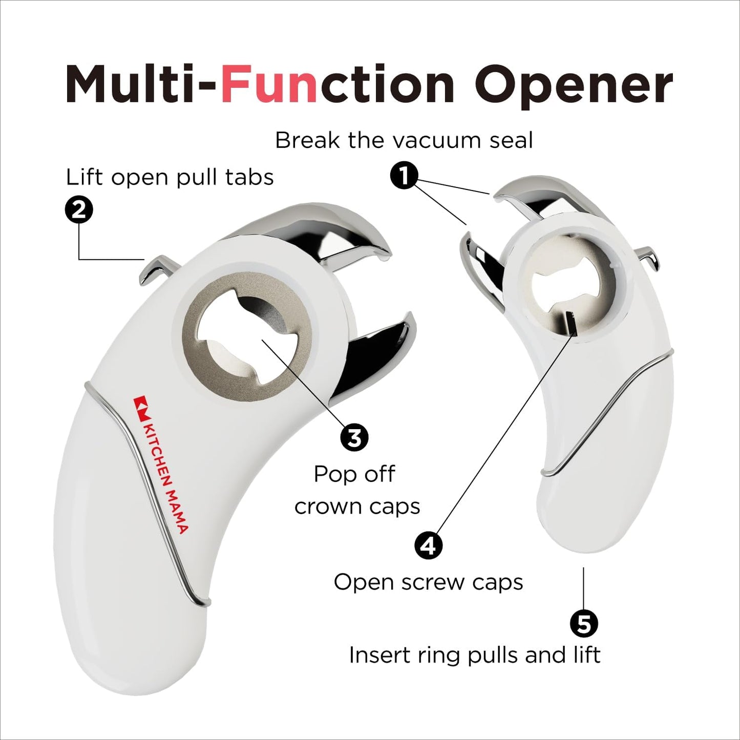 Kitchen Mama Epic One Multifunction Opener, Teal | Magnetic Bottle Opener, Beer Soda Opener, Effortless Jar Lid Opener, For Seniors and Elderly with Weak Hands and Arthritis