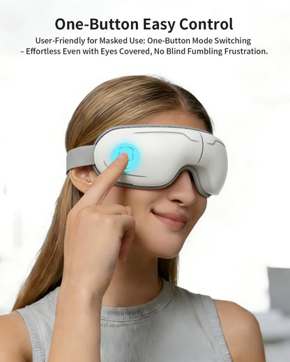 Eye Massager with Heat and Compression - Avocado Green Heated Eye Mask with Vibration, Bluetooth Music, 6 Modes, Rechargeable 1200mAh Battery for Eye Strain, Dry Eyes, Migraines Relief