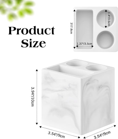 Luxspire Diatomite Toothbrush Holder, 2 Slots, Marble White | Fast Drying, Diatomaceous Earth, Electric Tooth Brush and Toothpaste Organizer, For Bathroom Kitchen Vanity Countertop