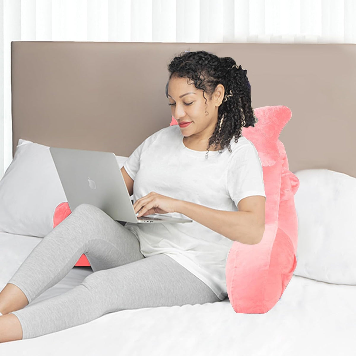 SLIGUY Reading Pillow for Sitting in Bed Couch Adult, Back Pillow with arm Support and Pockets, Adult Back Pillow Bed Chair for Bed Rest, Reading, Watching TV, Gaming for Boys and Girls Dark Grey