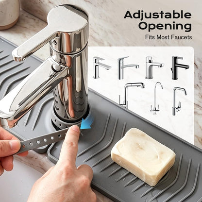 Kitchen Sink Faucet Mat, 2025 New Foldable Faucet Mat for Kitchen Sink, 30in Silicone Faucet Guard & Draining Mat Keep Countertops Dry Splash Guard (Green, 30in)