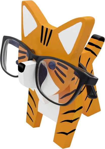 Creative Glasses Holder Stand, 3D Wooden Puzzle Animal Eyeglass Stand Home Office Desk Décor Gift (Cat)