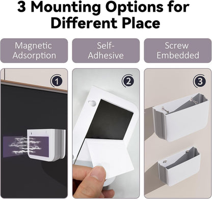 Magnetic Foldable Pen Holder Desk Accessories for Home Office 1 Pack White | Strong Magnet, Space Saving, Dry Erase Marker Pencil Holder for Whiteboard, Locker,Refrigerator, Remote Holder