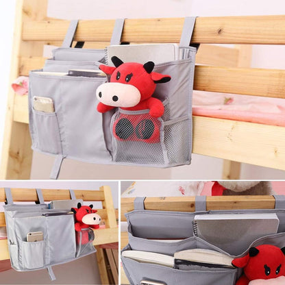 Createy Bedside Caddy Hanging Organizer Storage Bag Pocket for Bunk and Hospital Beds, College Dorm Rooms, Baby Bed Rails, Camp - 4 Pockets and 2 Hooks