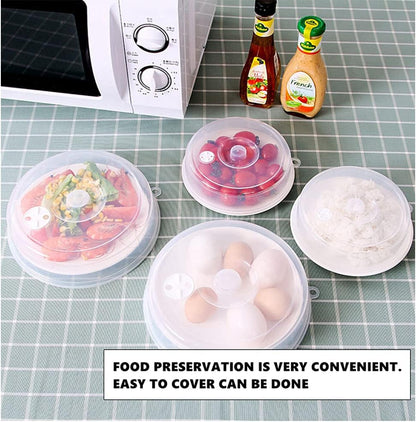 Microwave Splatter Cover for Food, BPA-Free Steam Vents Microwave Plate Cover with Easy-Grip Handle, Fruit Drainer Basket, For Dishwasher Safe & Refrigerator - 2Pcs (Diameter 9 inch + 6.7 inch)