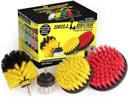 Drillbrush Electric Nylon Drill Brush Attachment Set for Bathroom Cleaning | Power Scrubber Brush Kit for Bathtub, Shower & Tile - Grout Cleaner Kit - All-Purpose Household Cleaning Brushes for Drill