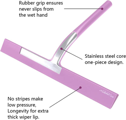 Silicone Rubber Blade & Hook Shower Window Squeegee 11" in Width Silicone Car Squeegee Bathroom Squeegee for Shower Squeegee for Shower Doors Car Window-Black