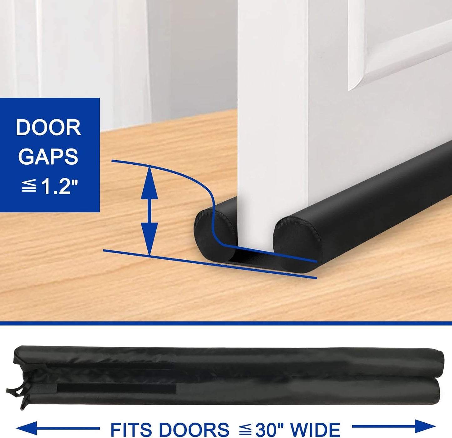Adjustable Under Door Draft Stopper - Effectively Blocks Cold Air, Wind, Dust, and Reduces Noise - 30" Length | 30-inch adjustable under door draft stopper blocks cold air, dust, light and noise while helping improve indoor comfort
