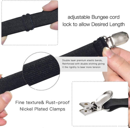 Adjustable Bed Sheet Clips, Sheet Fasteners Holder Straps and Suspender, Gripper, Extend From 21" to 80" Long Style Elastic Fasteners Bands Heavy Duty Suit for Mattress, Sofa, Couch, Recliner and More