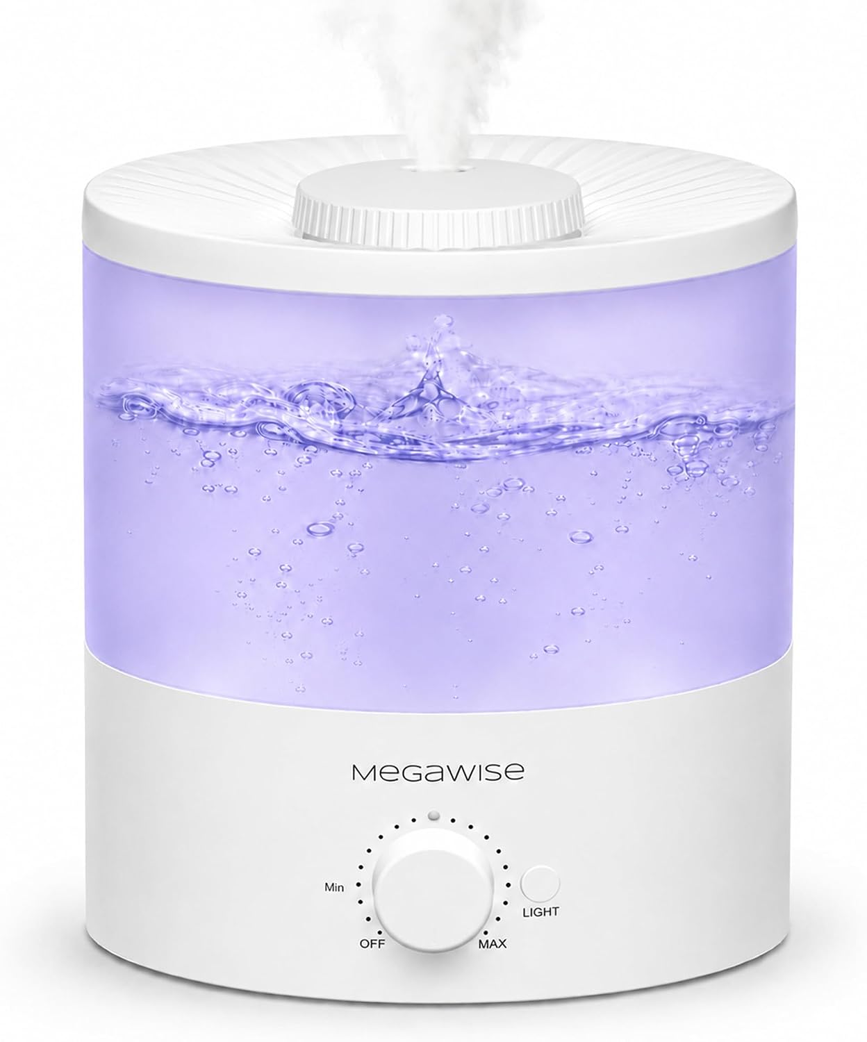 MEGAWISE Sleek 2L Humdifier for Bedroom, Baby,Plant, 24dB Cool Mist Ultrasonic humidifiers, Colorful Night Light, Top-Refill 1 Gal Essential Oil Diffuser, Auto Shut Off