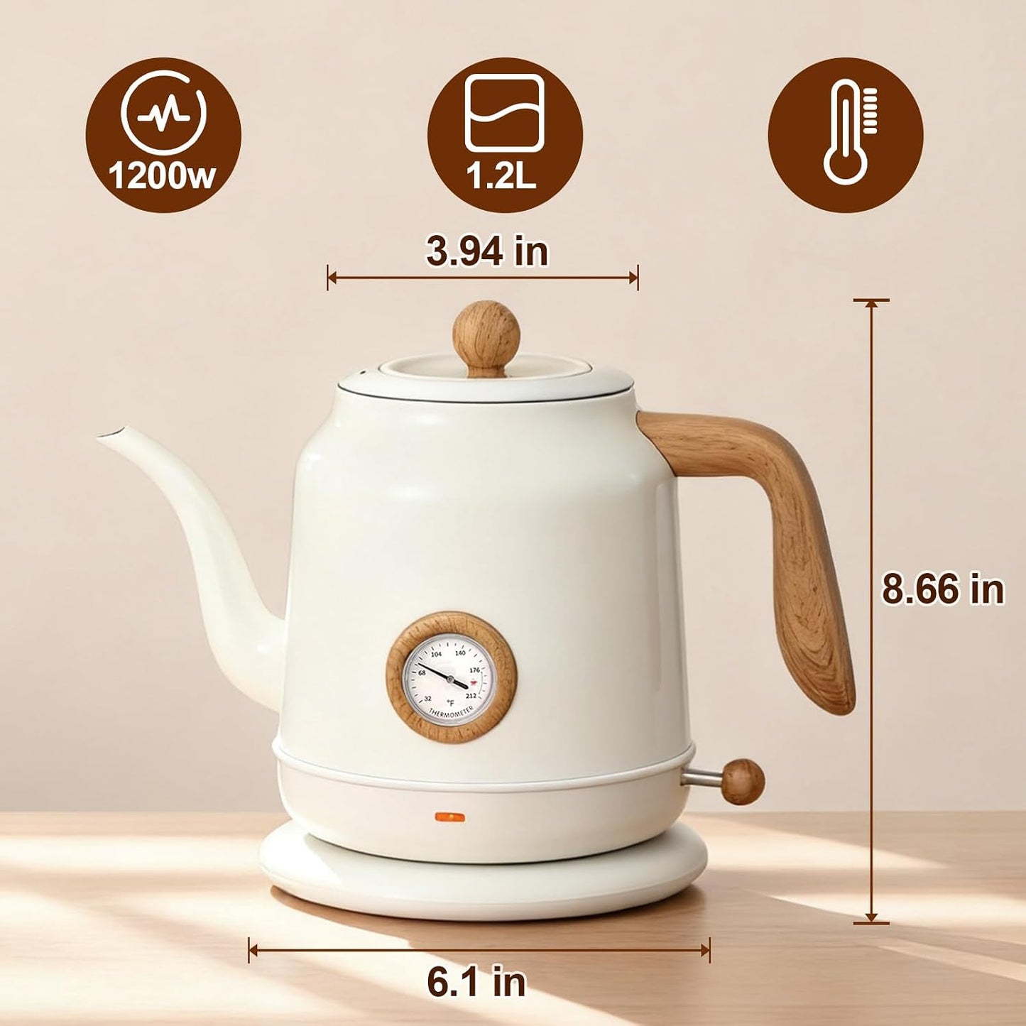 Gooseneck Electric Kettle,Ulcreigo Electric Kettle Temperature Control Tea Kettles for Boiling Water with 5 Variable Presets,Hot Water Boiler Heater for Coffee,304 Stainless Steel Black Color