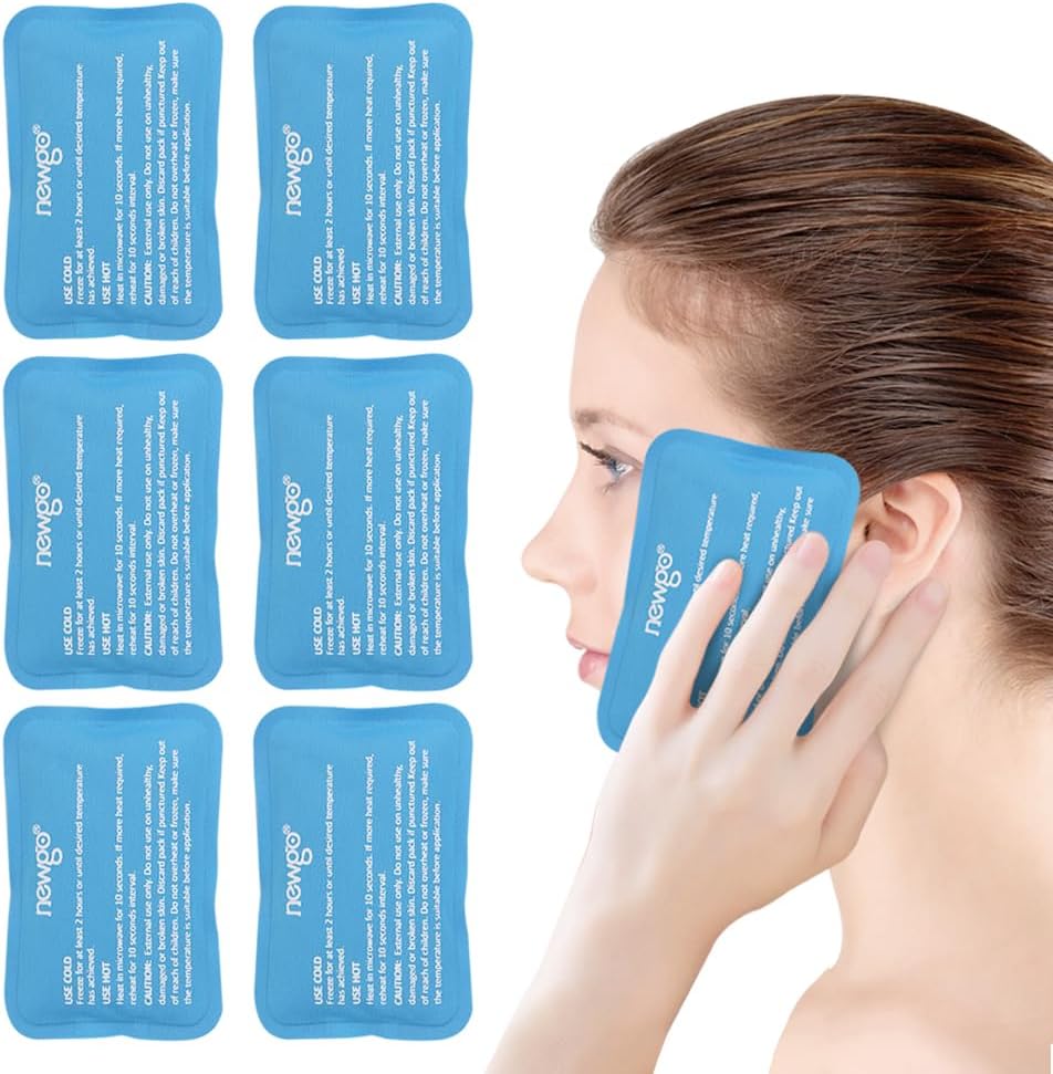 NEWGO Mini Ice Packs, Reusable Cold Gel for Pain Relief, 6 Pack