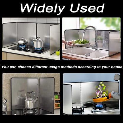 2PCS Grease Splatter Guard, Stainless Steel Stove Oil Splash Guard | 12×16 Inch Foldable Double-sided Splatter Screen for Frying Pan Kitchen Wall Screen Baking Protector
