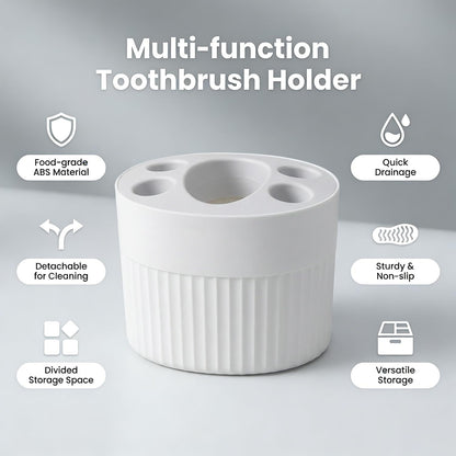 Toothbrush Holder for Bathroom Countertop, Multi-Slot Toothbrush Caddy with Drainage, Detachable Design, Non-Slip Base, Toothpaste Organizer (1, Blue)