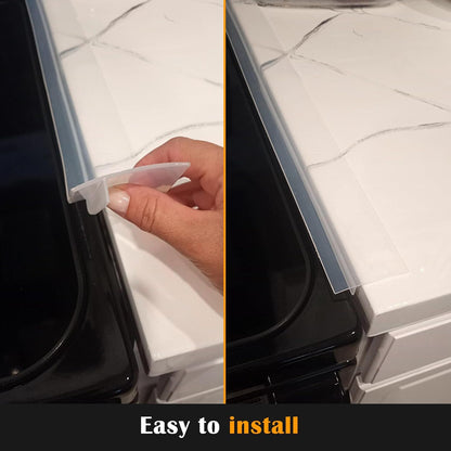 Silicone Stove Counter Gap Cover - 25 Inch Gap Filler 2 Pack Black | Long gap filler seals spills between kitchen appliances Stovetop oven countertop; stove gap cover, gas stove side gap covers