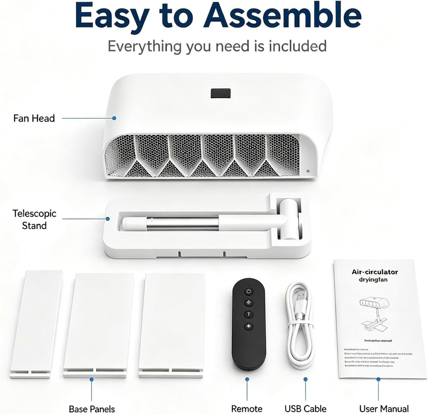 Under Sheet Bed Cooling System with Remote Control for Cooling Sleep | Bed Cooling Fan,5 Adjustable Fan Speed,22-53cm Adjustable Height,for Hot Sleepers Night Sweats Relief