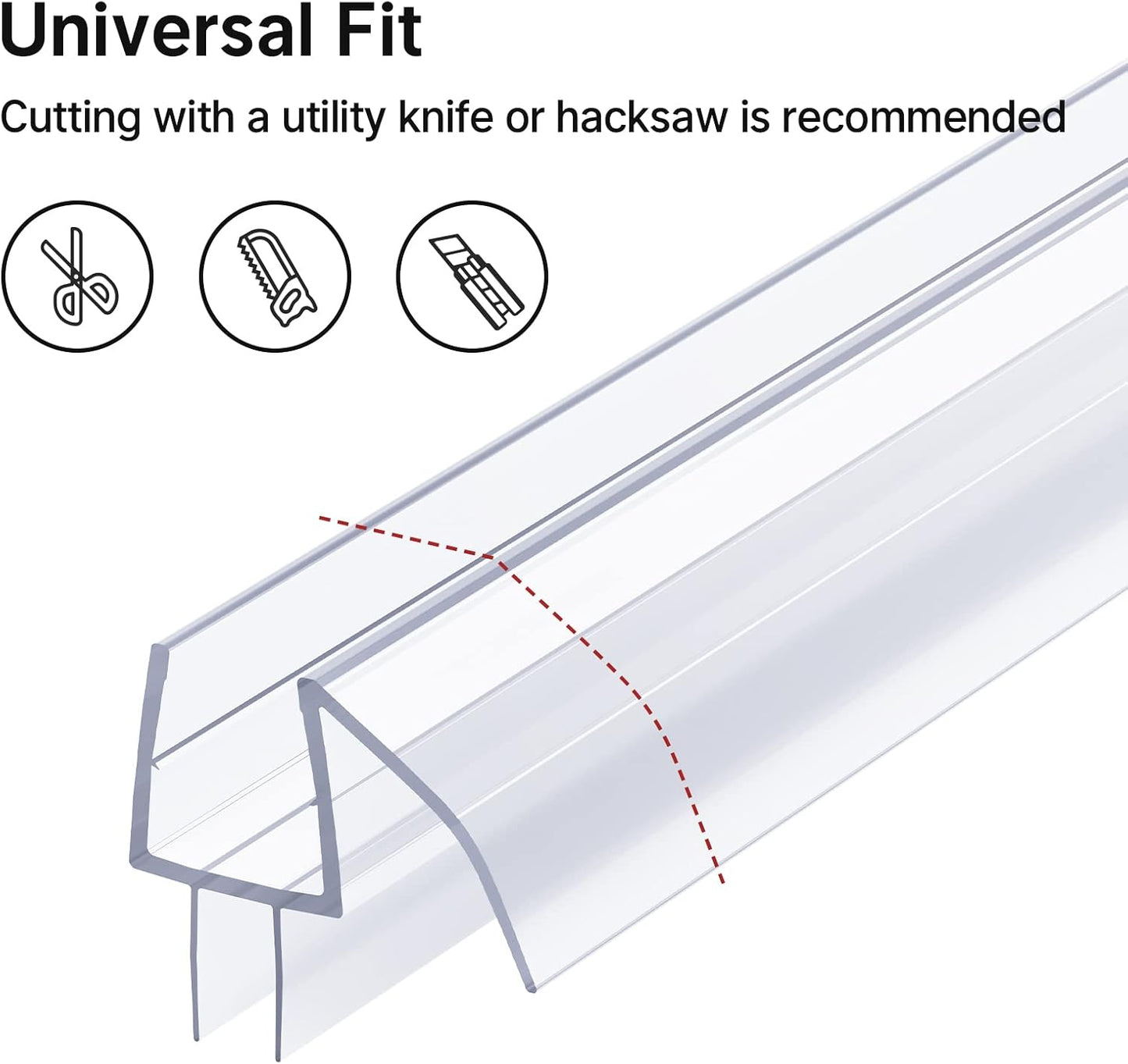 AmazerBath Frameless Shower Door Bottom Seal 39 inch (Set of 2) - Clear, Suitable for 3/8 Inch Glass, Modern Style