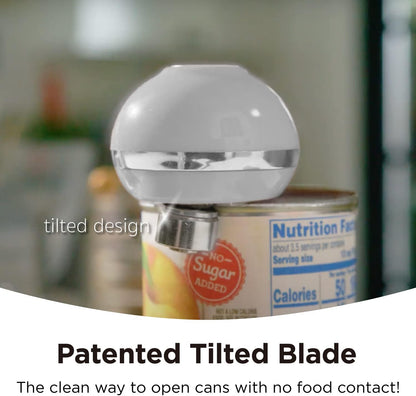 Kitchen Mama Mini Electric Can Opener Smooth Edge, White | Opens Can with One Press, Ultra-Compact Portable, Hands-Free Cordless, Safe for Seniors with Arthritis