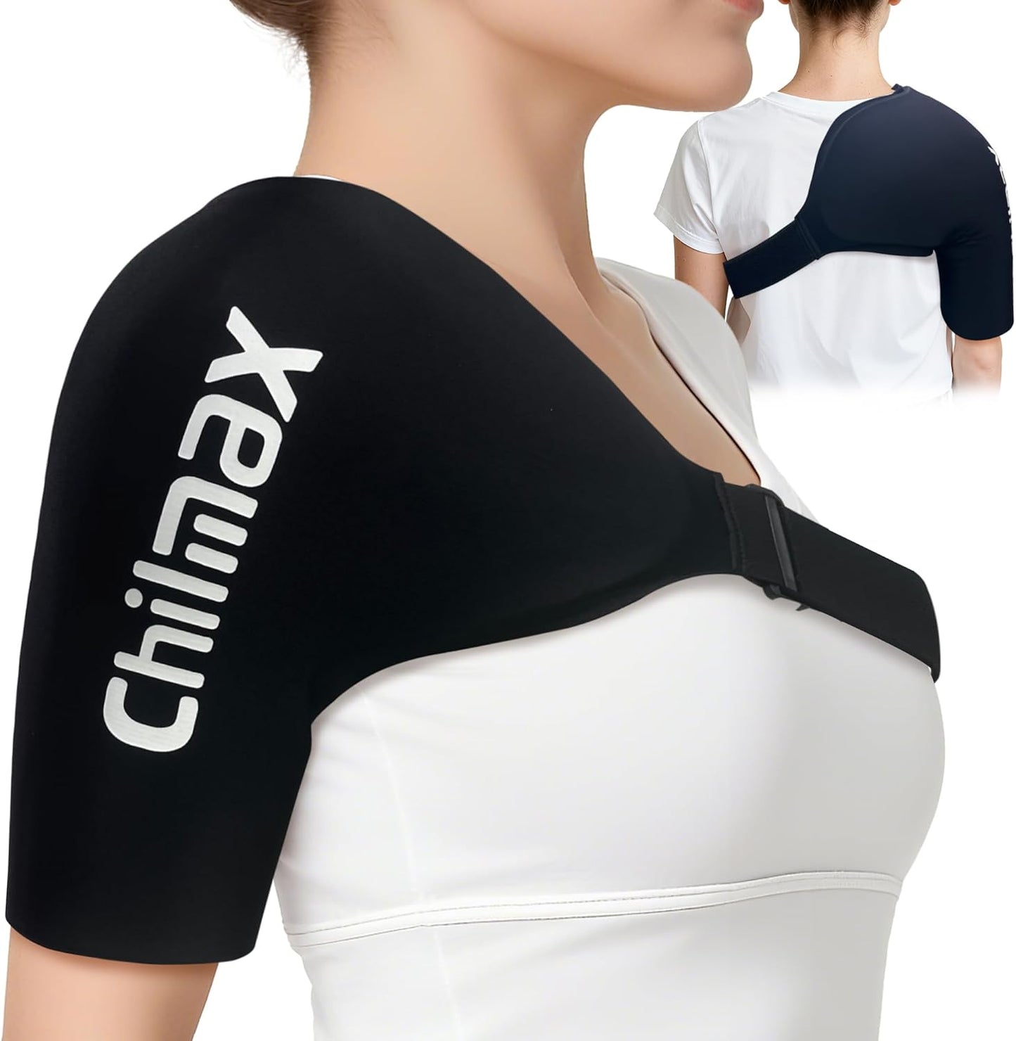 Shoulder Ice Pack for Rotator Cuff & Arm Cold Therapy Wrap,Reusable Hot Cooling Gel Brace Compression Sleeve for Pain Relief, Injuries Post-Surgery Recovery,Men & Women Gift (XLarge-Black)