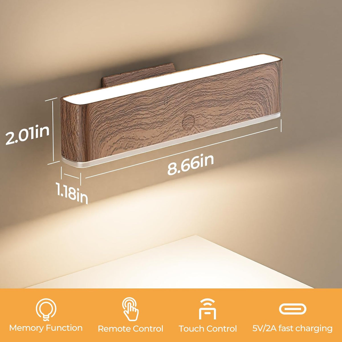 MOITA Battery Operated Wall Sconce Set of 2 Wireless Wall Lamp with Remote Control & Touch Control Rechargeable LED Wall Lights 3 Color Temperatures 360° Rotatable for Bedroom Living Room Black