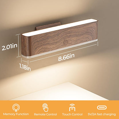 MOITA Battery Operated Wall Sconce Set of 2 Wireless Wall Lamp with Remote Control & Touch Control Rechargeable LED Wall Lights 3 Color Temperatures 360° Rotatable for Bedroom Living Room Black