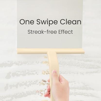 JustHang Shower Squeegee with Built-in Hook, 10-Inch Black | Award-Winning Design, All-One-Piece Soft-Touch Silicone, for Glass Door, Bathroom, Window, Mirror, Tile Wall, Car