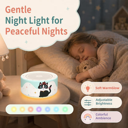 Kipcush White Noise Machine for Baby & Adults, 30 Soothing Sounds, Sleep Sound Machine with 8 Color Night Light, Memory Function, White Noise for Sleeping, Nursery, Office, Travel & Relaxation