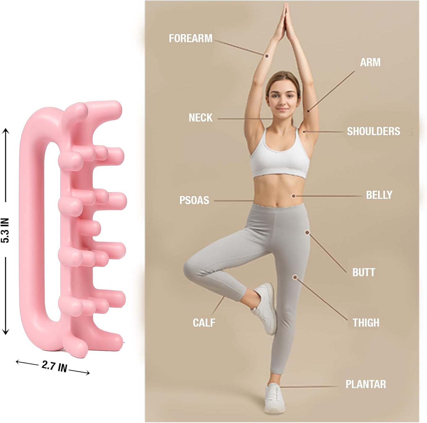 Fascia Massage Tool Trigger Point Massage Tools Anti Blaster for Cellulite Massager Tool Reaching Deep Myofascial Tissue Throughout The Body Release Muscle Knot Reduction (Pink)
