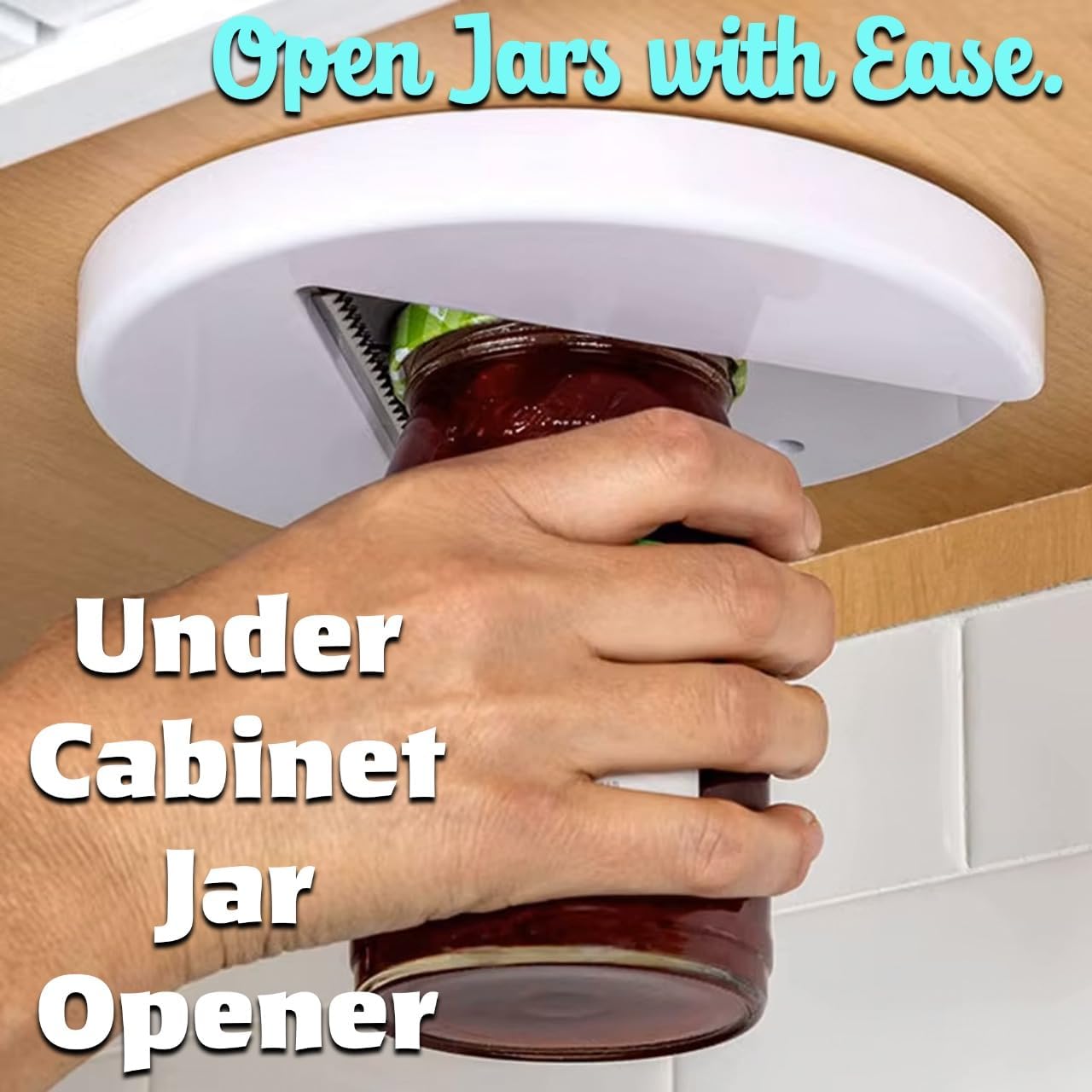 Under Cabinet Jar Openers for Weak Hands, Jar Opener for Seniors, Arthritis One Handed Gadget & Bottle Opener, Essential Kitchen Gadgets for Home Assistance Heavy-Duty Grip Tool for All Jar Sizes