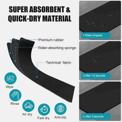 Customizable Kitchen Sink Faucet Mat: 33"Lx5.5"W Absorbent Splash Guard | Non-slip Fabric Rubber Mat, Cut to Fit 2,3,4 Holes Irregular Large Double bowl Sink with Soap Dispenser Air Gap