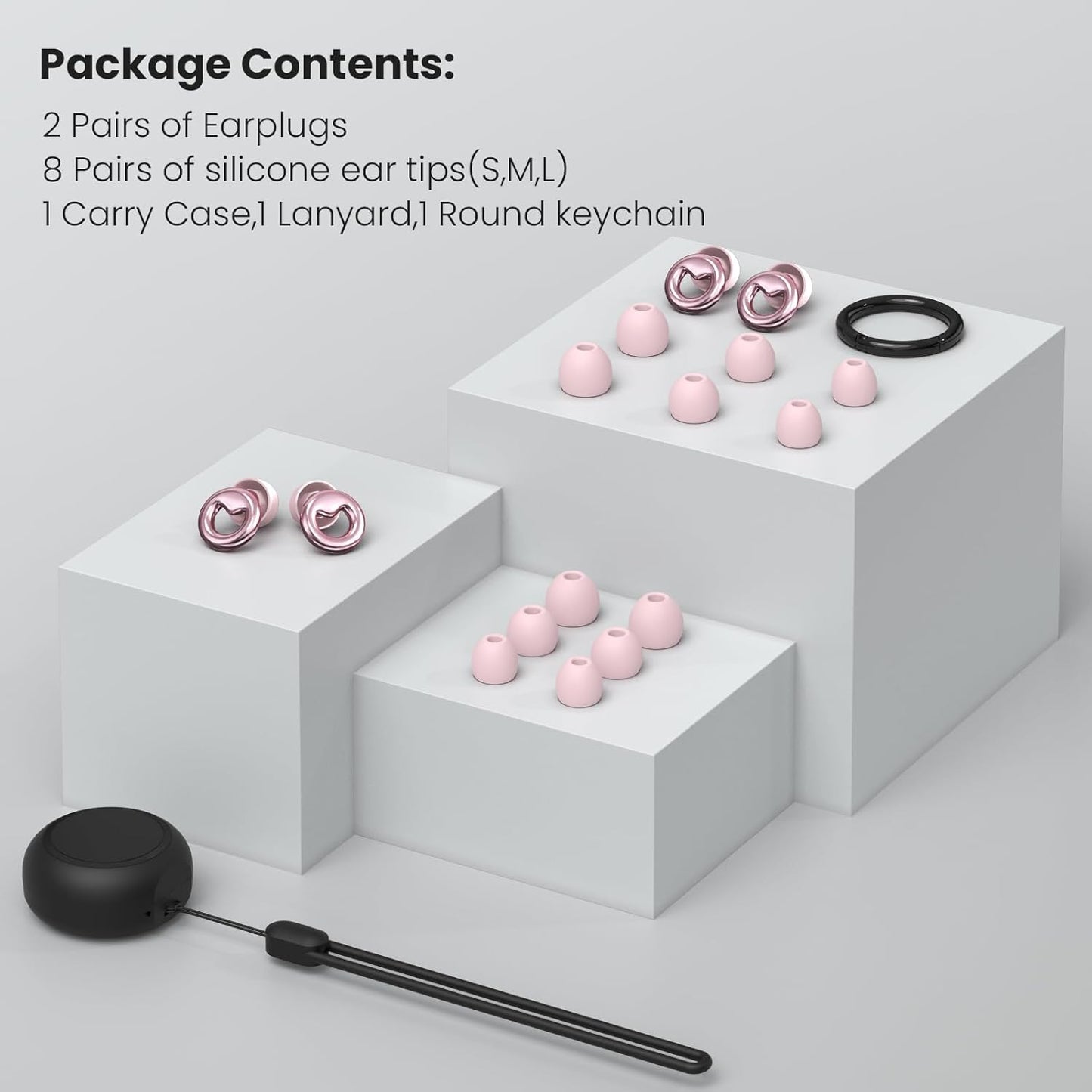 JUSTRVN Ear Plugs for Sleeping,2 Pairs of Stylish Reusable Noise Reduction Earplugs with 8 Pairs Tips & case,Hearing Protection Earplugs for Concert,Travel,Work,Live Events - 25dB-30dB