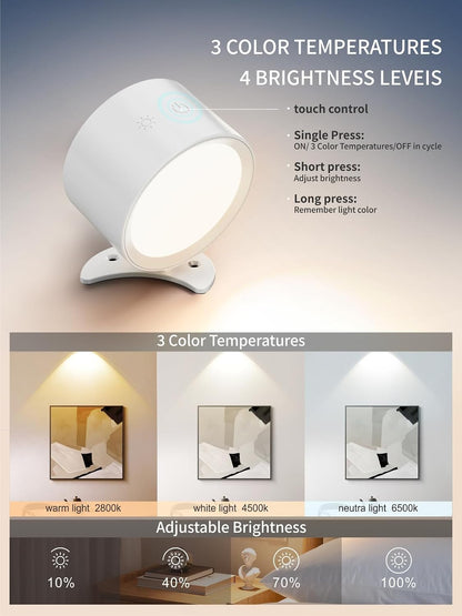 LANMEL LED Wall Mounted Lights,360° Rotating Rechargeable Wall Sconce Lamp | Gold,3CCT,Dimmable,with Remote & Touch Control,USB Wireless Wall Lamp, Suitable for Study,Bedroom,and Bedside Reading