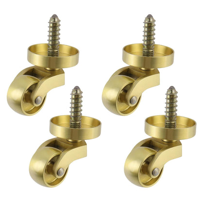 Semetall 4PCS Swivel Caster Wheels Square Cup Furniture Castors (Bronze) | 150kg Load Capacity, with Screws for Piano Feet, Sofa, Table, 1.02 Inch (26mm) Wheels